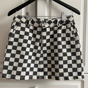 Blue notes checkered jean skirt
